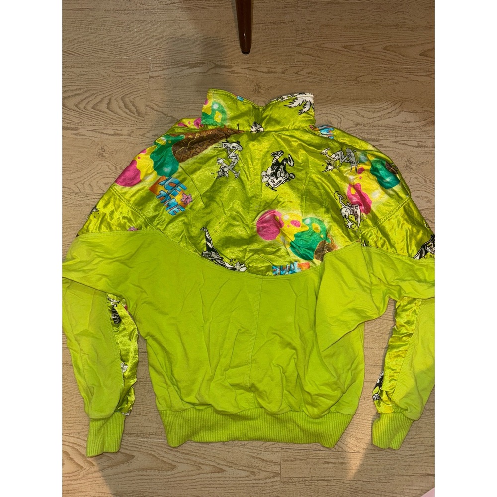 Benger Sportswear Vintage Neon Green Ice Time Graphic Quarter Zip Jacket Size 40 - Picture 5 of 5
